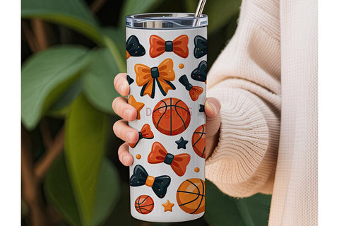 Basketball Bows 20oz Tumbler Wrap Sublimation DesignSVG 