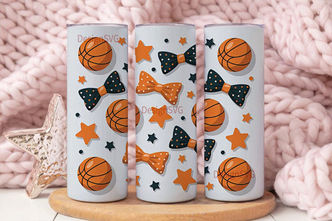 Basketball Bows 20oz Tumbler Wrap Sublimation DesignSVG 