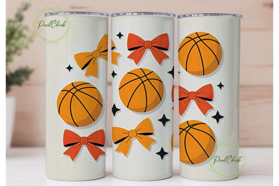 Basketball Bows 20oz Tumbler Wrap Sublimation PixelChick 