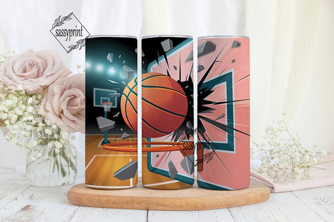 Basketball Burst 20oz Tumbler Wrap Sublimation sassyprint 