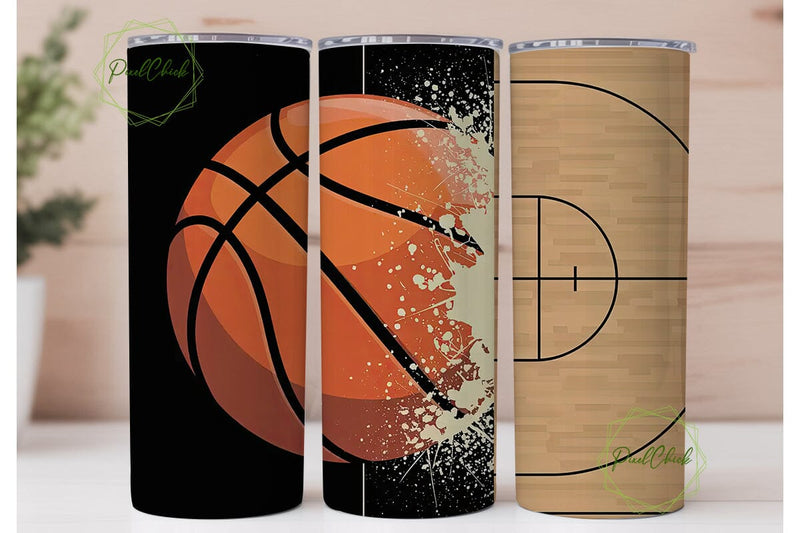 Basketball Court 20oz Tumbler Wrap Sublimation PixelChick 