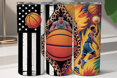 Basketball Distressed Flag Tumbler Wrap Sublimation DesignSVG 