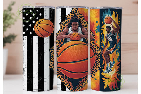 Basketball Distressed Flag Tumbler Wrap Sublimation PixelChick 