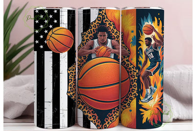 Basketball Distressed Flag Tumbler Wrap Sublimation PixelChick 