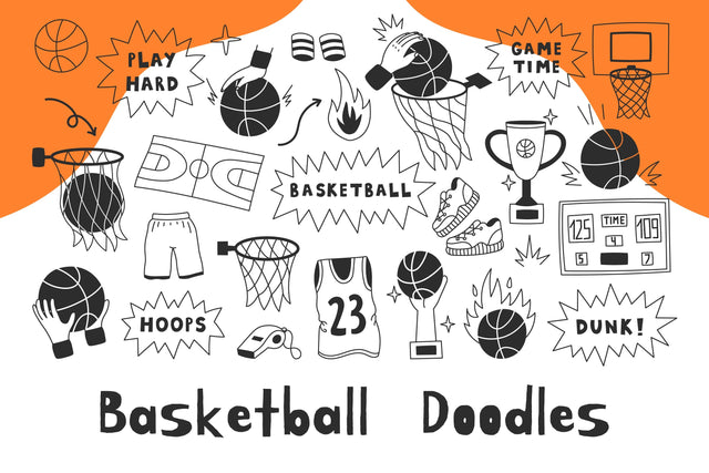 Basketball Doodle Elements PNG Clipart Sublimation Rin Green 