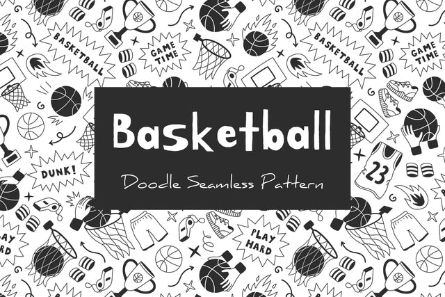 Basketball Doodle Seamless Pattern & Digital Paper EPS PNG JPG Digital Pattern Rin Green 