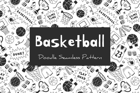 Basketball Doodle Seamless Pattern & Digital Paper EPS PNG JPG Digital Pattern Rin Green 