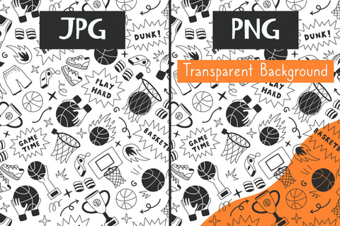Basketball Doodle Seamless Pattern & Digital Paper EPS PNG JPG Digital Pattern Rin Green 