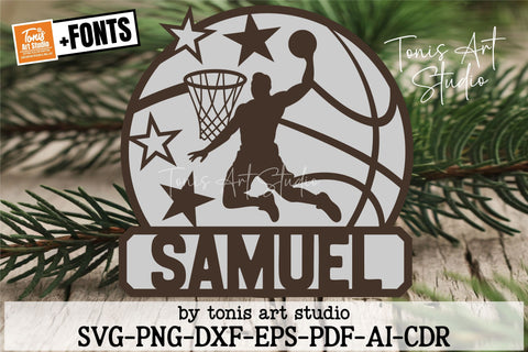 Basketball Dunk Round Sign SVG Laser Cut File SVG TonisArtStudio 