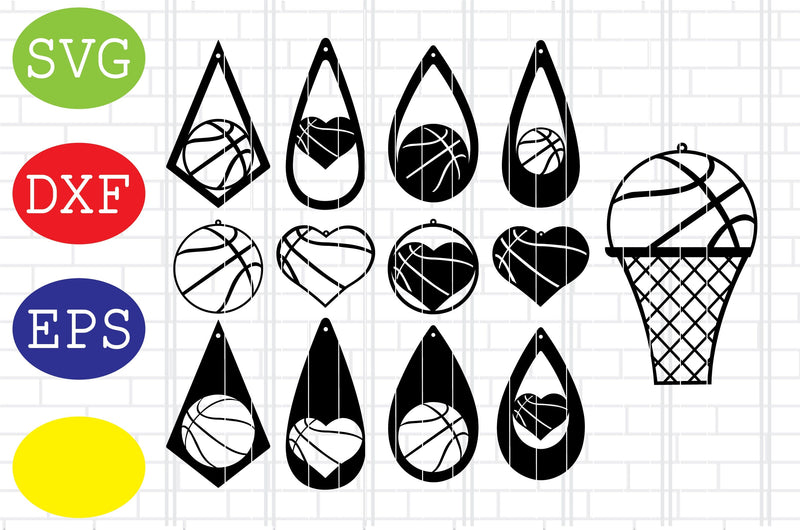 Basketball Earring Svg, Jpg, Eps, Dxf Files SVG DigitalSvgFiles 