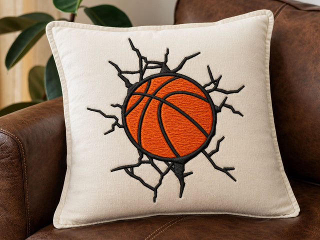 Basketball Embroidery Design, Cracked Wall Basketball Machine Embroidery File, Sports Ball Design, Basketball Lover Embroidery/Applique DESIGNS DesignDestine 