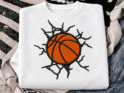 Basketball Embroidery Design, Cracked Wall Basketball Machine Embroidery File, Sports Ball Design, Basketball Lover Embroidery/Applique DESIGNS DesignDestine 