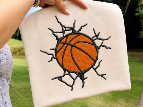 Basketball Embroidery Design, Cracked Wall Basketball Machine Embroidery File, Sports Ball Design, Basketball Lover Embroidery/Applique DESIGNS DesignDestine 