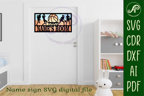 Basketball female scene name sign SVG 3 layer laser cut SVG APInspireddesigns 