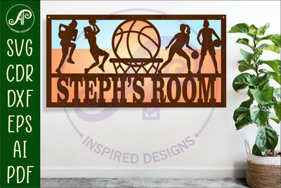 Basketball female scene name sign SVG 3 layer laser cut SVG APInspireddesigns 