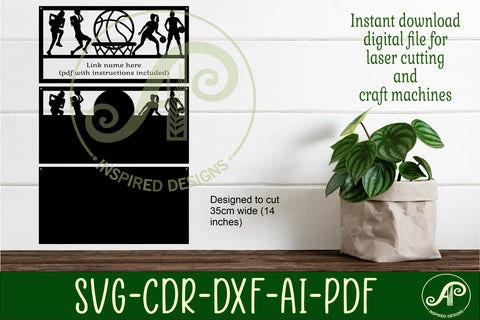 Basketball female scene name sign SVG 3 layer laser cut SVG APInspireddesigns 