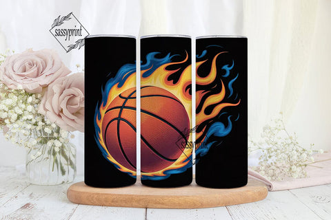 Basketball Fire 20oz Tumbler Wrap Sublimation sassyprint 