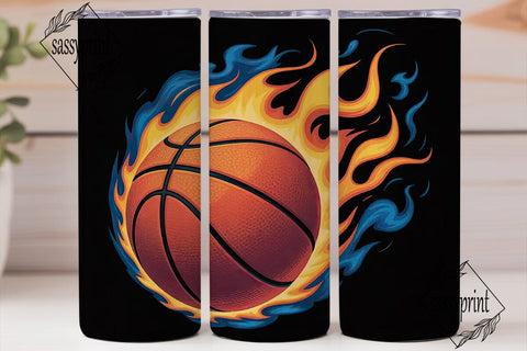 Basketball Fire 20oz Tumbler Wrap Sublimation sassyprint 
