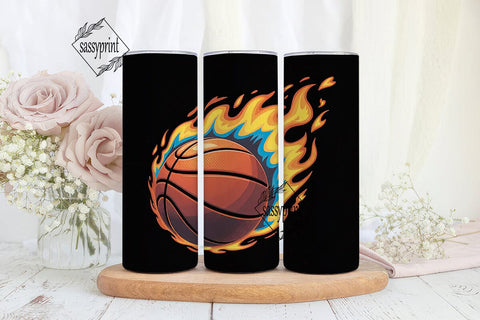 Basketball Fire 20oz Tumbler Wrap Sublimation sassyprint 