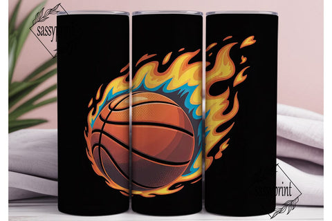 Basketball Fire 20oz Tumbler Wrap Sublimation sassyprint 
