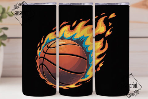 Basketball Fire 20oz Tumbler Wrap Sublimation sassyprint 
