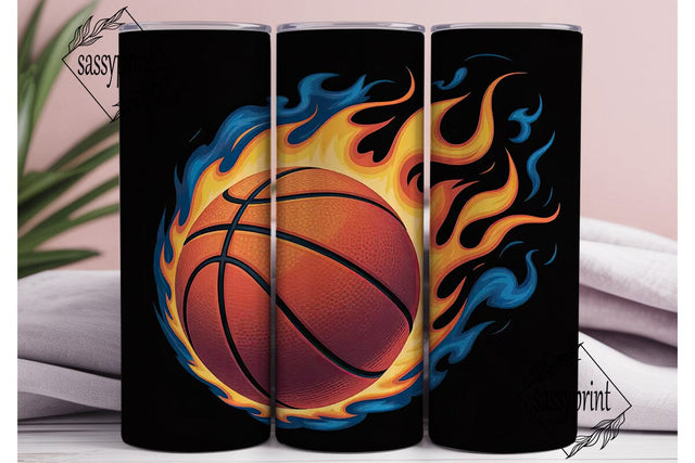 Basketball Fire 20oz Tumbler Wrap Sublimation sassyprint 