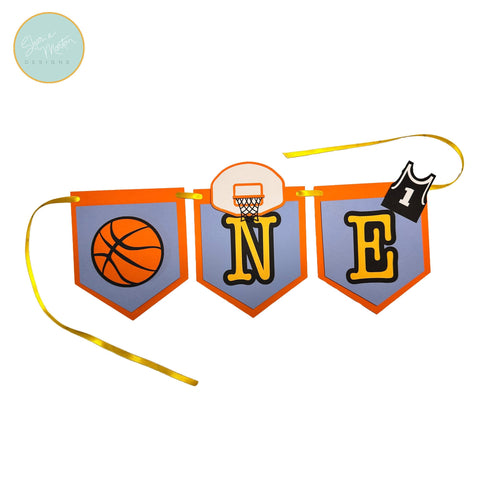 Basketball First Birthday Highchair Banner SVG Sharia Morton Designs 