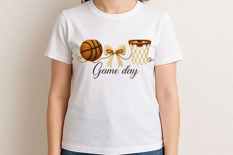 Basketball Game Day PNG Sports Bow Basketball Sublimation Design SVG BillahCrafts 