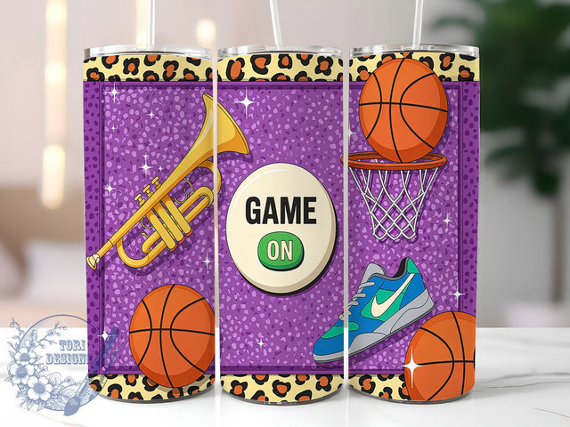 Basketball Game On 20oz Tumbler, Game On Wrap, 20oz Sublimation Wrap, Leopard Print Cup, Sports Fan Gift, Trendy Basketball Design, Game Day Drinkware Sublimation ToriDesigns 