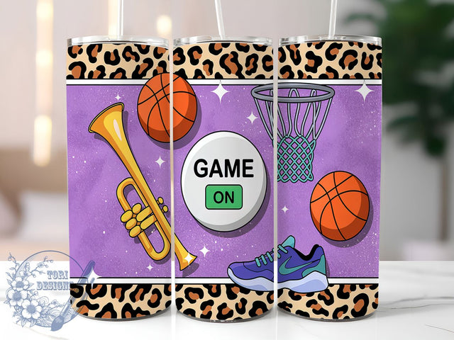 Basketball Game On 20oz Tumbler, Game On Wrap, 20oz Sublimation Wrap, Leopard Print Cup, Sports Fan Gift, Trendy Basketball Design, Game Day Drinkware Sublimation ToriDesigns 