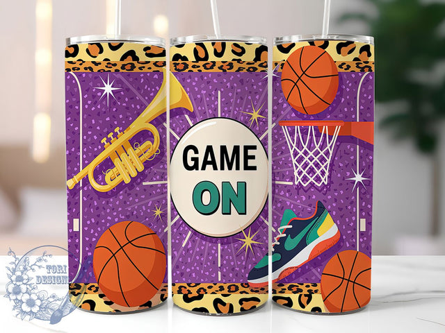 Basketball Game On 20oz Tumbler, Game On Wrap, 20oz Sublimation Wrap, Leopard Print Cup, Sports Fan Gift, Trendy Basketball Design, Game Day Drinkware Sublimation ToriDesigns 