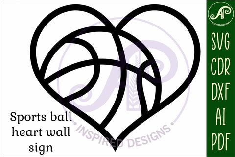 Basketball heart laser cut wall sign SVG APInspireddesigns 