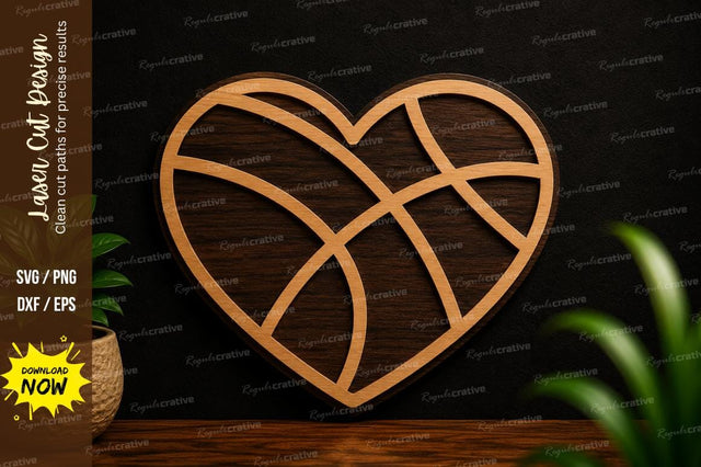 Basketball Heart Ornament Laser Cut SVG Design SVG Regulrcrative 