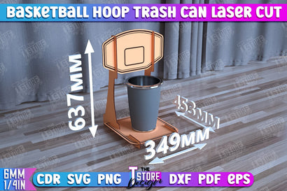 Basketball Hoop Trash Can | Mini Basketball Hoop | Office Game | CNC File SVG The T Store Design 