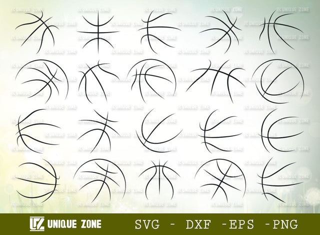 Basketball Laces SVG Bundle Basketball Stitches Sports Ball Silhouette Play Card Cut File Bundle SVG Unique Zone 
