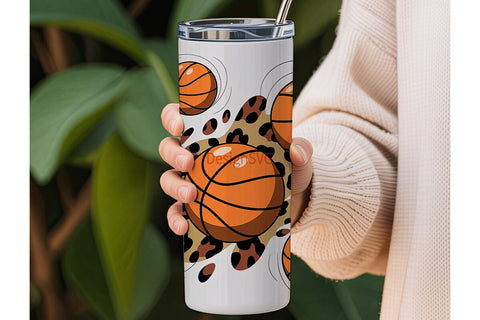 Basketball Leopard 20oz Tumbler Wrap Sublimation DesignSVG 