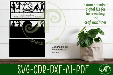 Basketball male scene name sign SVG 3 layer laser cut SVG APInspireddesigns 
