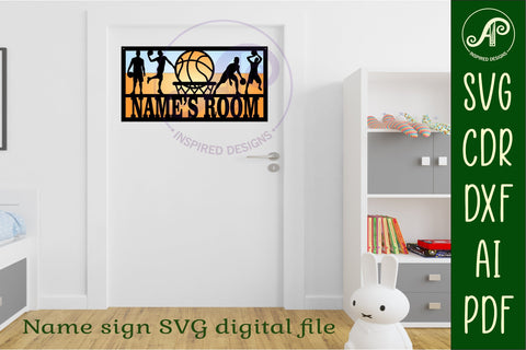 Basketball male scene name sign SVG 3 layer laser cut SVG APInspireddesigns 