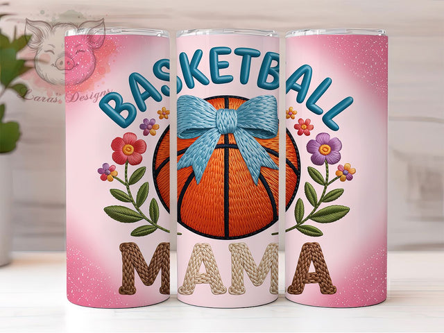 Basketball Mama Yarn 20oz Tumbler, Faux Yarn Design, Sublimation Tumbler Wrap, 20oz Tumbler, Sports Mom Gift, Cozy Yarn Pattern, Athletic Mom Life Sublimation Lara' s Designs 