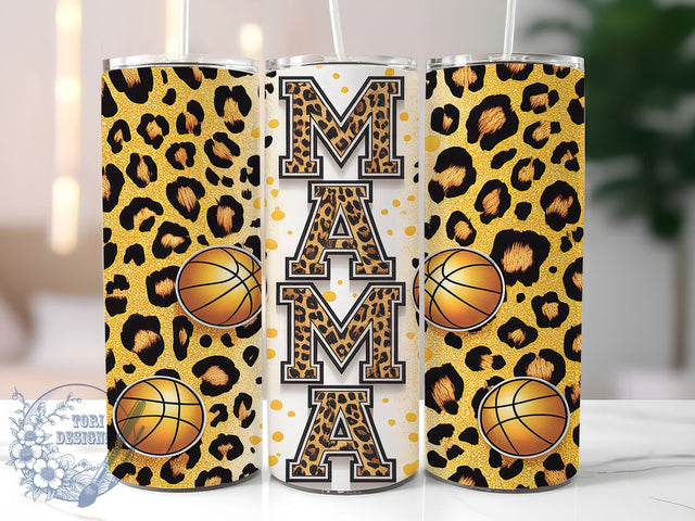 Basketball Mom Leopard 20oz Tumbler, Glitter Tumbler Wrap, Leopard Print Tumbler, Sport Tumbler Design, 20oz Tumbler Wrap, Gold Glitter Tumbler, Basketball Mom Sublimation Sublimation ToriDesigns 