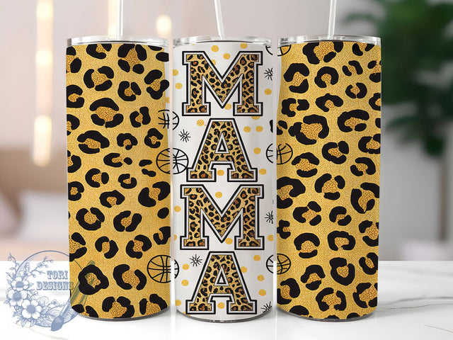 Basketball Mom Leopard 20oz Tumbler, Glitter Tumbler Wrap, Leopard Print Tumbler, Sport Tumbler Design, 20oz Tumbler Wrap, Gold Glitter Tumbler, Basketball Mom Sublimation Sublimation ToriDesigns 
