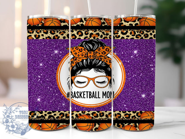 Basketball Mom Leopard 20oz Tumbler, Leopard Print Wrap, 20oz Sublimation Wrap, Messy Bun Cup, Sports Mom Gift, Game Day Aesthetic, Trendy Basketball Design Sublimation ToriDesigns 
