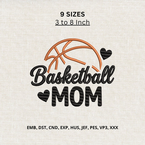 Basketball Mom Machine Embroidery Design – Sports Mom Heart Embroidery File Embroidery/Applique DESIGNS PatternFeed8 
