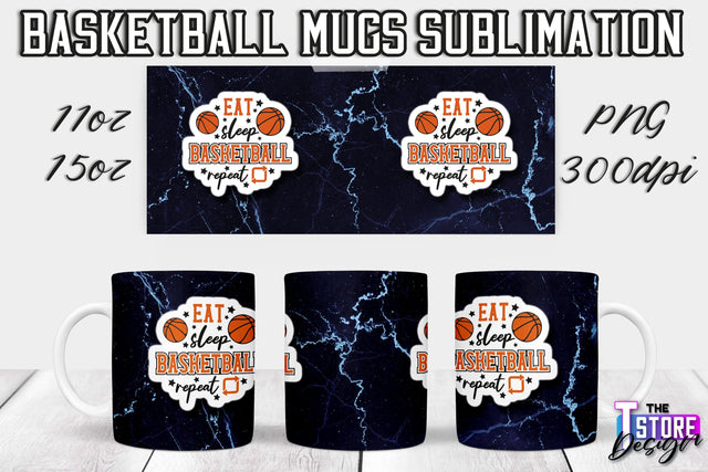 Basketball Mug Sublimation | 11 oz 15 oz Mug | PNG File | Sport Design Sublimation The T Store Design 