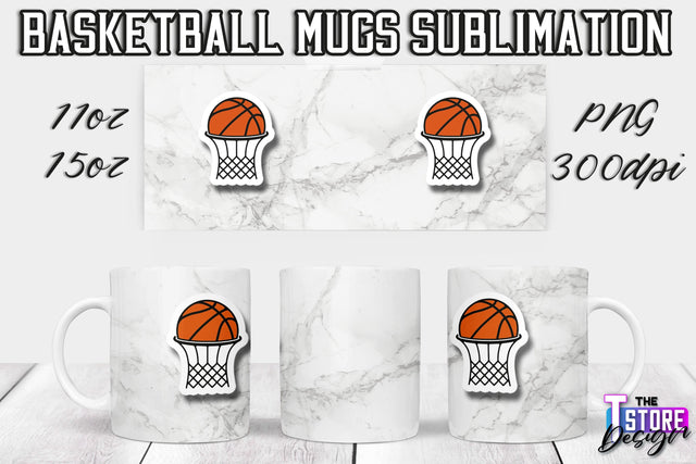 Basketball Mug Sublimation | 11 oz 15 oz Mug | PNG File | Sport Design Sublimation The T Store Design 