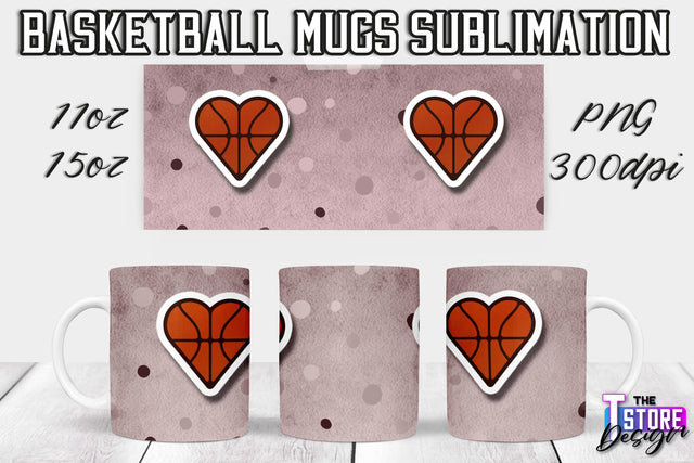 Basketball Mug Sublimation | 11 oz 15 oz Mug | PNG File | Sport Design Sublimation The T Store Design 
