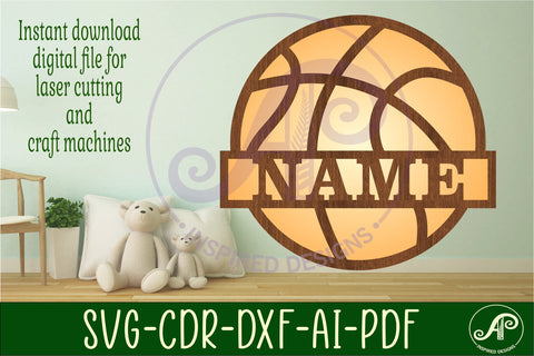 Basketball Name sign svg laser cut template, wall art SVG APInspireddesigns 