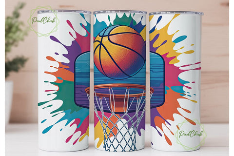 Basketball Paint Splash 20oz Tumbler Sublimation PixelChick 