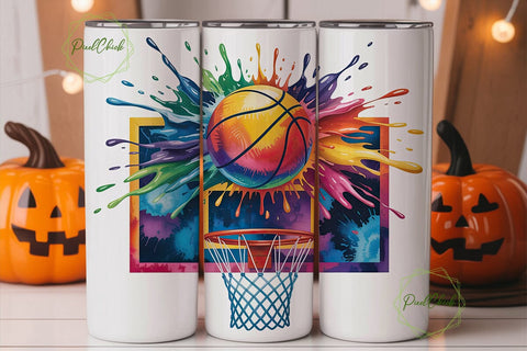 Basketball Paint Splash 20oz Tumbler Sublimation PixelChick 