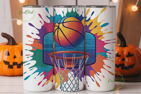 Basketball Paint Splash 20oz Tumbler Sublimation PixelChick 